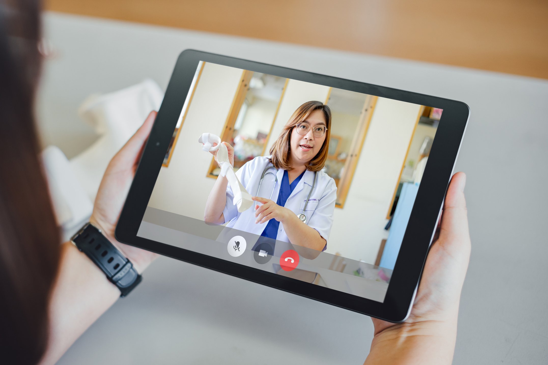 Telemedicine and home healthcare concept of telehealth video call with doctor online